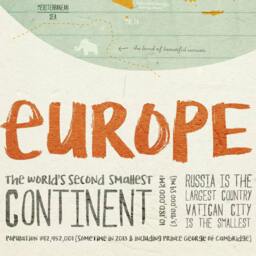 Original Europe Continent Map Wall Art Printing Poster Illustration Print Drawings Graphic Design Work Home Decor - thumbnail 3