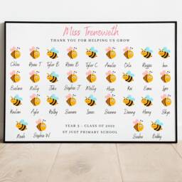Personalised Teacher End Of Year Thank You Gift - Rainbow Wall Print Pupil Leaving Teaching Assistant Keepsake Class Names - thumbnail 3