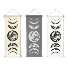 Moon Phases Wall Hanging, Lunar Tapestry Boho Decor, Witchy Gifts, Full Art