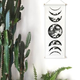 Moon Phases Wall Hanging, Lunar Tapestry Boho Decor, Witchy Gifts, Full Art - thumbnail 2