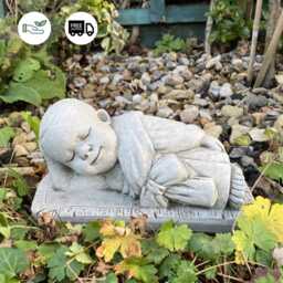 Dgs Statues Charming Stone Cast Small Lying Monk in Robe - thumbnail 2