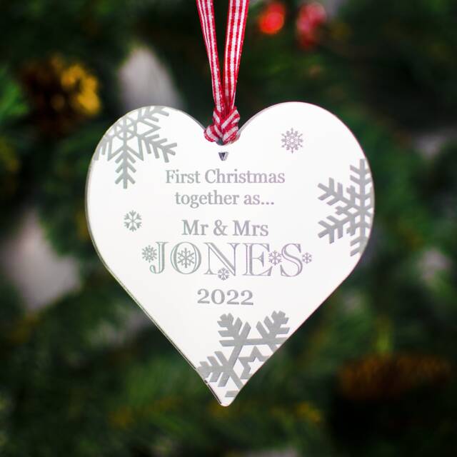 Personalized Mirrored Christmas Ornament, First Together Gift - image 1