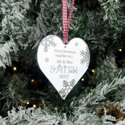 Personalized Mirrored Christmas Ornament, First Together Gift - thumbnail 4