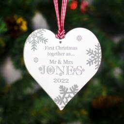 Personalized Mirrored Christmas Ornament, First Together Gift - thumbnail 1