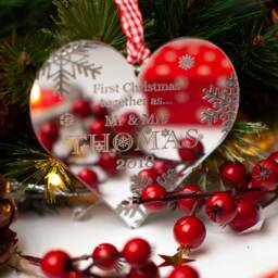 Personalized Mirrored Christmas Ornament, First Together Gift - thumbnail 3