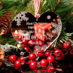 Personalized Mirrored Christmas Ornament, First Together Gift - thumbnail 2