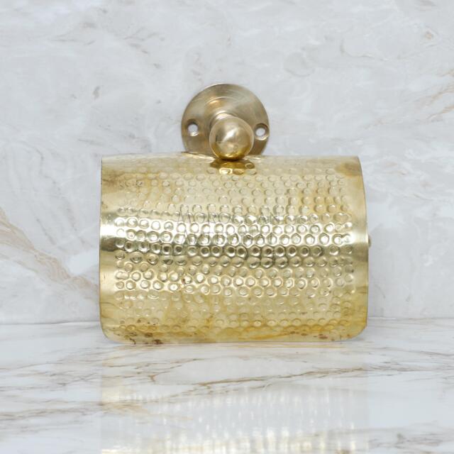 Handmade Hammered Brass Toilet Paper Holder Rustic Moroccan Decor - image 1
