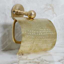 Handmade Hammered Brass Toilet Paper Holder Rustic Moroccan Decor - thumbnail 2