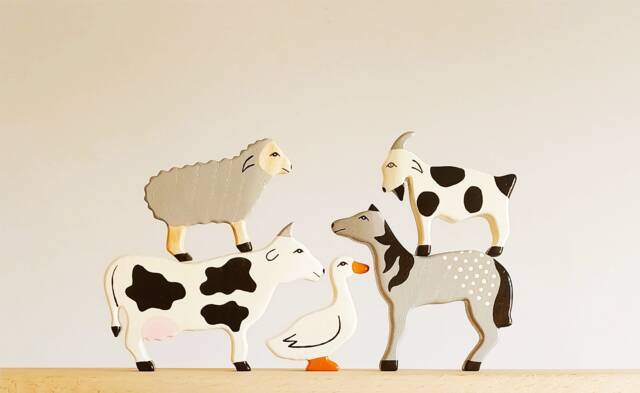 Handmade Wooden Farm Animal Toys Waldorf Toys Set - image 1