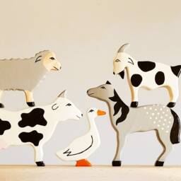 Handmade Wooden Farm Animal Toys Waldorf Toys Set - thumbnail 2