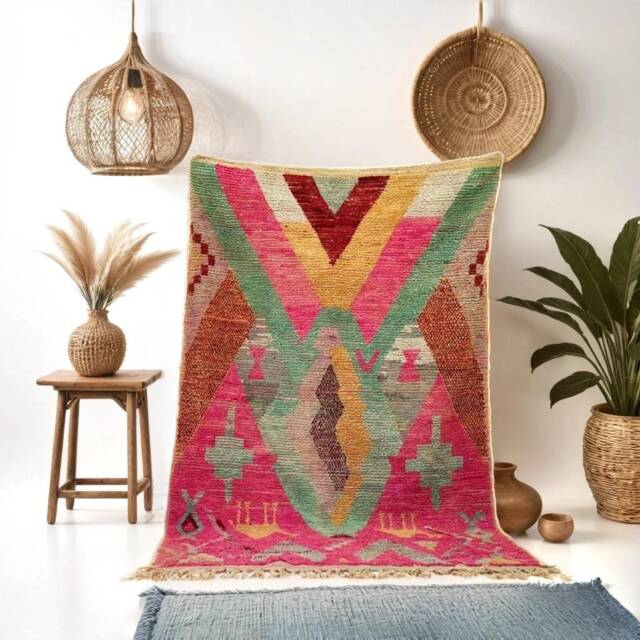 Handmade Boujad Wool Rug Authentic Moroccan Berber Carpet - image 1