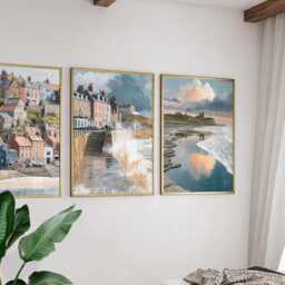 Set Of 3 Whitby Posters, Yorkshire Coastal Wall Art, Seaside Print Set, Beach Decor, Modern Travel Artwork, British Landscape - thumbnail 4