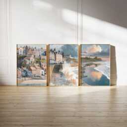 Set Of 3 Whitby Posters, Yorkshire Coastal Wall Art, Seaside Print Set, Beach Decor, Modern Travel Artwork, British Landscape - thumbnail 2