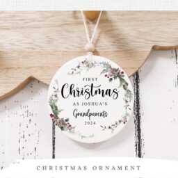Personalised First Christmas As Grandparents Grandma Nana Grandpa Bauble Hanging Ceramic Ornament Gift, Keepsake Style3 - thumbnail 2