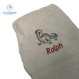 Dinosaur Towel - Personalised Face Cloth/Hand Bath = Embroidered - thumbnail 2