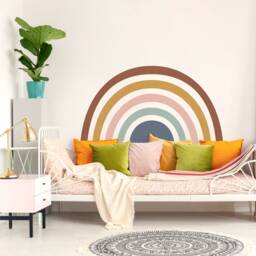 Mural Rainbow Wall Decal Muted Colors, Plastic-Free Sticker - thumbnail 3