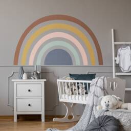 Mural Rainbow Wall Decal Muted Colors, Plastic-Free Sticker