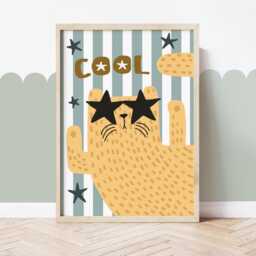 Cool Cat Print, Boy Nursery Decor, Teen Bedroom Kids Wall Art - thumbnail 2