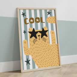 Cool Cat Print, Boy Nursery Decor, Teen Bedroom Kids Wall Art - thumbnail 3