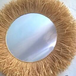 Large Round Raffia Mirror - thumbnail 3
