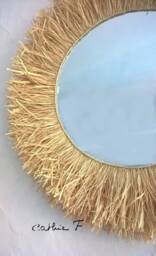 Large Round Raffia Mirror - thumbnail 4