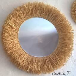 Large Round Raffia Mirror - thumbnail 2