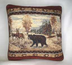 Large Wildlife Bear Rustic Animal Cabin Brown Gold Rust Pillow For Couch Sofa Chair Handmade in Usa Square Rectangle
