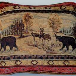 Large Wildlife Bear Rustic Animal Cabin Brown Gold Rust Pillow For Couch Sofa Chair Handmade in Usa Square Rectangle - thumbnail 2