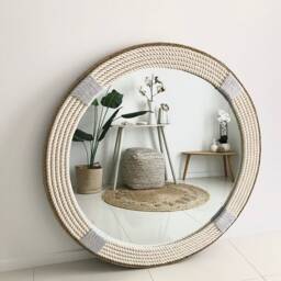 Large 80cm - 31.4Inch Grey Hampton Nautical Coastal Round Rope Mirror Home Decor Large - thumbnail 2