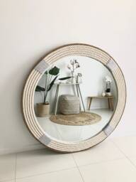 Large 80cm - 31.4Inch Grey Hampton Nautical Coastal Round Rope Mirror Home Decor Large - thumbnail 1