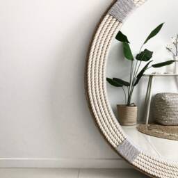 Large 80cm - 31.4Inch Grey Hampton Nautical Coastal Round Rope Mirror Home Decor Large - thumbnail 4
