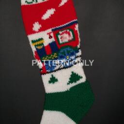 PDF Pattern Only Hand Knitted Santa On A Train Christmas Stocking - thumbnail 2