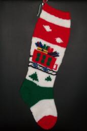 PDF Pattern Only Hand Knitted Santa On A Train Christmas Stocking - thumbnail 1