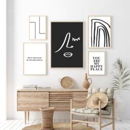 Minimal Line Drawing - Black Art Poster Abstract Wall Monochrome Decor Female & White Print - thumbnail 3