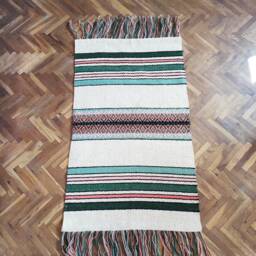 Handwoven Wool Rug Runner Striped Boho Fringe - thumbnail 1