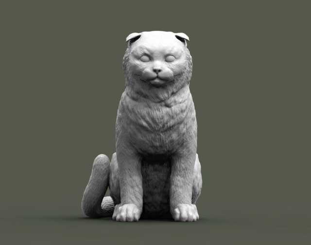 Scottish Fold Cat Sitting Up-3D Printed - For Lovers, Ornament, Memorial, Gift - image 1