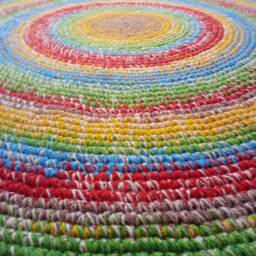 Handmade Wool Round Rug, Colorful Crochet Area Rug - thumbnail 3