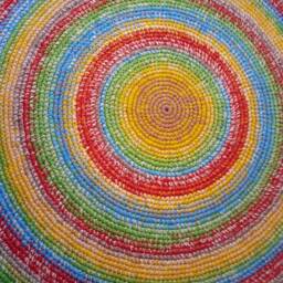 Handmade Wool Round Rug, Colorful Crochet Area Rug - thumbnail 4