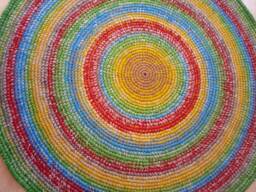 Handmade Wool Round Rug, Colorful Crochet Area Rug - thumbnail 1