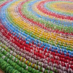 Handmade Wool Round Rug, Colorful Crochet Area Rug - thumbnail 2