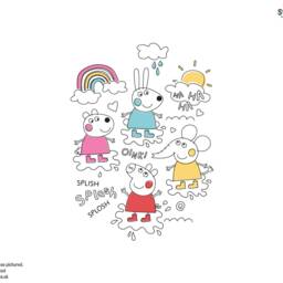 Peppa & Friends Colourful Puddles Wall Sticker, Pig Decal, Decal - thumbnail 3