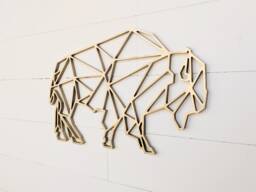 Geometric Bison Wood Wall Art Wildlife Buffalo Decor - thumbnail 1
