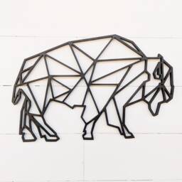 Geometric Bison Wood Wall Art Wildlife Buffalo Decor - thumbnail 2