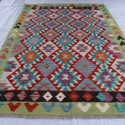 6x8 Ft Afghan Maimana Kilim Rug, Flatweave New Chubi Tribal Turkmen Oriental Rug, Vintage Rug For Bedroom, Living Room Carpet - thumbnail 2