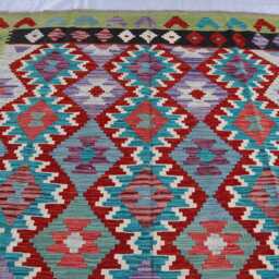 6x8 Ft Afghan Maimana Kilim Rug, Flatweave New Chubi Tribal Turkmen Oriental Rug, Vintage Rug For Bedroom, Living Room Carpet - thumbnail 3