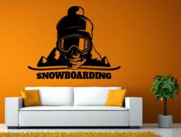 Snowboarding Skull Mountains Ski Mask Hat Snowboard Winter Sports Wall Stickers Decals Vinyl Mural Decor Art L2106 - thumbnail 1