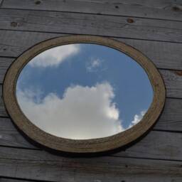 Oval Mirror, Wine Barrel Hoop Boho Iron Framed Rustic Country Home Unusual Large Mirror - thumbnail 2