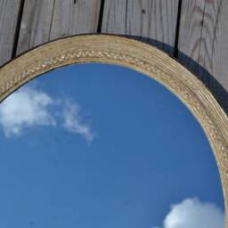 Oval Mirror, Wine Barrel Hoop Boho Iron Framed Rustic Country Home Unusual Large Mirror - thumbnail 3