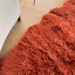 Cinnamon Sheepskin Rug . Xx Large Quad Size, Fur, Carpet, Genuine , Rust Wool Rug, Bed Cover, Interior Design - thumbnail 2