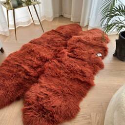 Cinnamon Sheepskin Rug . Xx Large Quad Size, Fur, Carpet, Genuine , Rust Wool Rug, Bed Cover, Interior Design - thumbnail 3